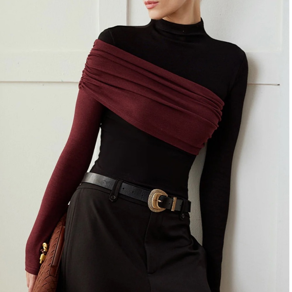 Commense color block long sleeve top